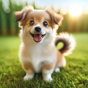 Bright-eyed Dog on Lush Green Field | Excitement in the Air
