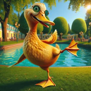 Charming Duck Balancing Act - Humorous Scene