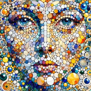 Vibrant Vitro Mosaic Woman's Face Inspired by Klimt