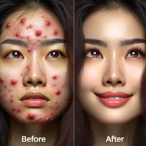 Asian Woman Before & After Acne Treatment | Transformative Results