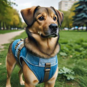 Proud Dog in Blue Vest | Park Setting