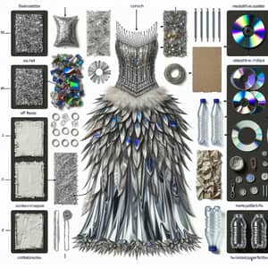 Trashion Show Dress Design: Sachets, Feathers, Newspaper, Bottle Caps