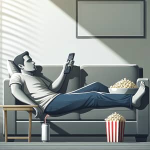 Lazy Person Relaxing on Couch with Remote Control | Website