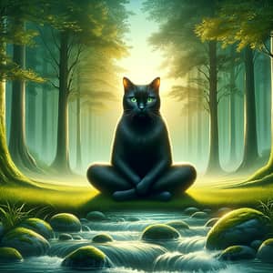 Tranquil Black Cat Meditation in Nature