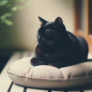 Tranquil Black Cat Meditation Scene