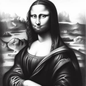 Male Mona Lisa Portrait in Classic Black and White Sketch Style