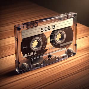 Side B Cassette Tape on Wooden Desk - Nostalgic Music Era
