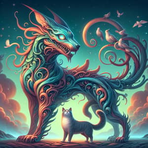 Fantastical Cat-Dog Creature Art | Unique Hybrid Animal Design