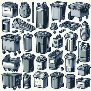 Assorted Waste Containers: Compact to Industrial Sizes