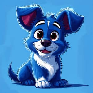 Bluey Cartoon Dog Drawing on Blue Background