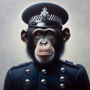 Chimpanzee in Ethnic Police Uniform | Art Portrait