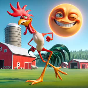 Humorous Exaggerated Rooster Animation Scene