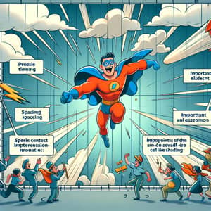 Exuberant Superhero in Mid-Flight | Captivating Animation Sequence