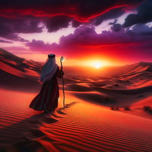 Middle-Eastern Woman Journeying Through Vast Desert