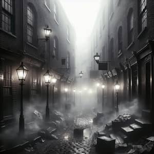 Victorian Era Foggy Alley in East End London