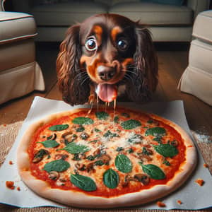 Adorable Dog Enjoying Delicious Pizza