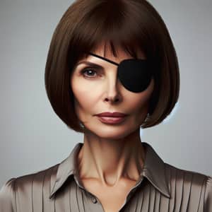 Middle-Aged Woman with Bob Haircut and Eyepatch