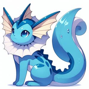 Vaporeon: Elegant Aquatic Creature with Vibrant Blue Body