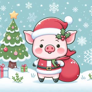 Cute Christmas Pig with Gifts | Festive Illustration