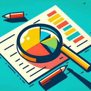 Magnifying Glass Over Pie Chart Clipart Image