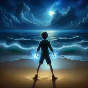 Boy with Magical Powers Staring at Vast Ocean | Battle Ready