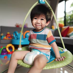 8-Year-Old Boy Having Fun on Baby Bouncer | Colorful Clothing