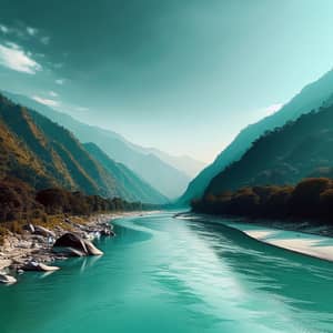 Scenic Ganges River Views in Uttarakhand, India