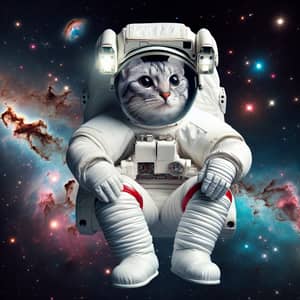 Astronaut Cat: Comical Feline Figure in Space Suit