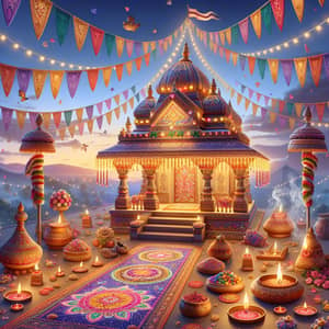 Traditional Indian Festival Temple Scene