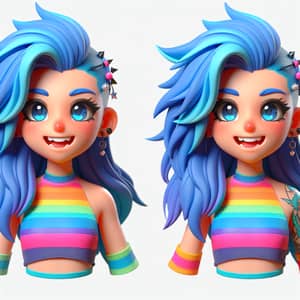 3D Jinx in Colorful Swimsuit | Punk Fashion Character Design