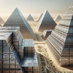 Ancient Egyptian Pyramids with Modern Steel Metal Cassettes