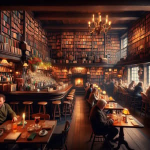 Rustic Book Tavern - Intellectual Charm & Cozy Readings
