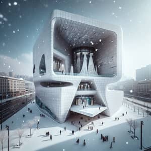 Futuristic Fashion Museum in Snow-Capped Landscape