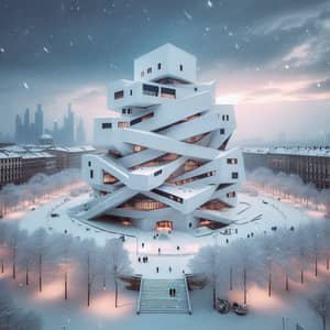 Fashion Museum in Deconstructivist Style Amidst Snow-Capped Landscape