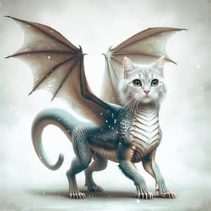Dragon Cat Hybrid - Mythical Creature in Ethereal Setting