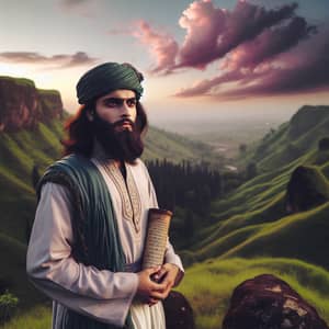 Majestic South Asian Male Prophet on High Hill