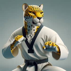 Jaguar Warrior in Taekwondo Dobok | Stunning Martial Arts Stance