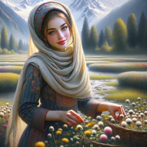Stunning Teenage Kashmiri Girl Oil Painting in 4K