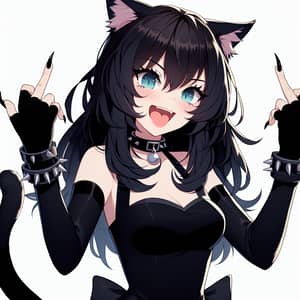 Audacious Anime Cat Costume: Black Hair Female Character