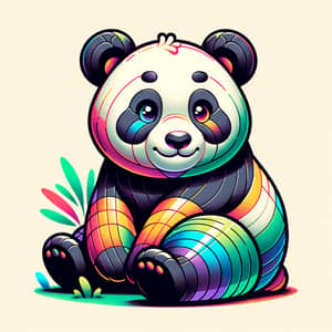 Colorful Panda Illustration in Serene Environment