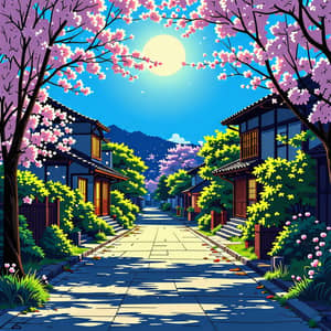 Quaint Moonlight Street in Spring | Studio Ghibli, Makoto Shinkai