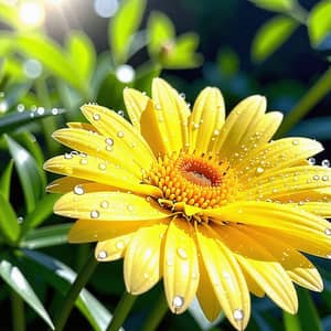 Vibrant Yellow Daisy with Sunlight Reflections | Digital Art