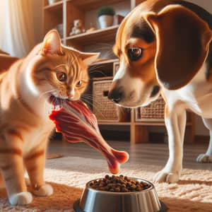 Funny Cat & Dog Playing with Fake Meat - Hilarious Pet Encounter