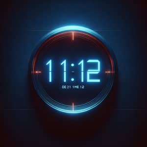 11:12 Digital Clock in Dark Room - Blue, Dark, Reds