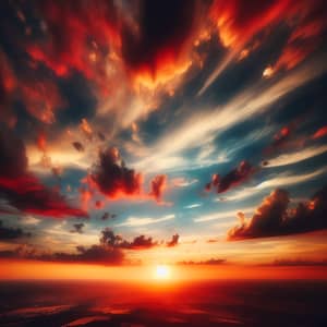Vibrant Sunset Sky: Red, Orange, Yellow Colors at Dusk