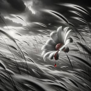 Melancholic Daisy Flower in Desolate Landscape