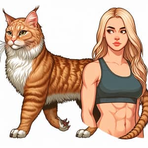 Unique Cat-Woman Chimera Illustration