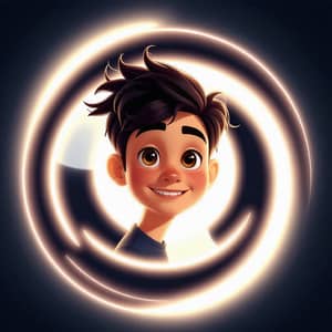 Pixar Style Male Avatar in Glowing Yin Yang Circle