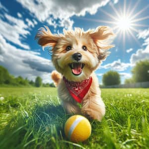 Cute Dog Playing in Green Meadow | Joyful Pet in Action