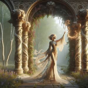 Enchanting Nordic Woman in Ethereal Forest | Art Nouveau Style